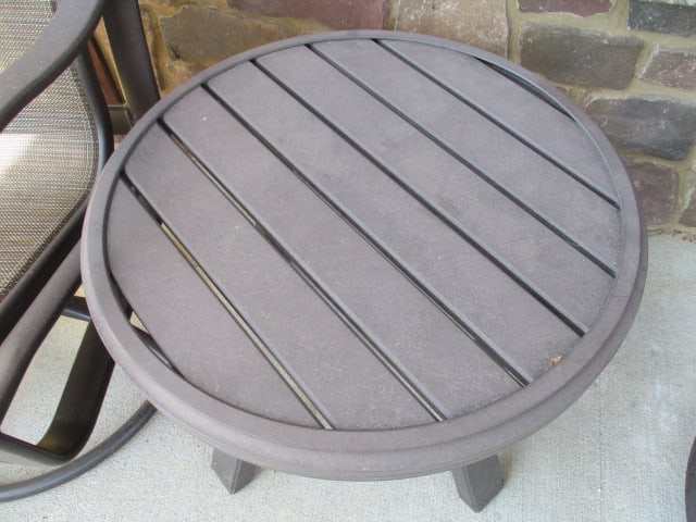 Pair of Tropitone Bronzed Metal Frame Armchairs and Round Side Table - 9