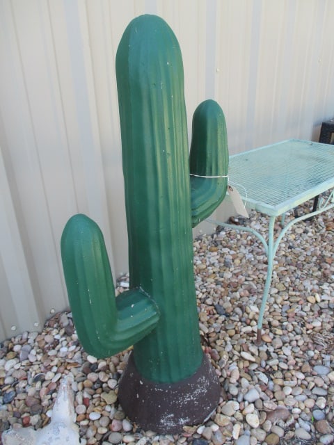 Painted Concrete Cactus Yard Statue - 2