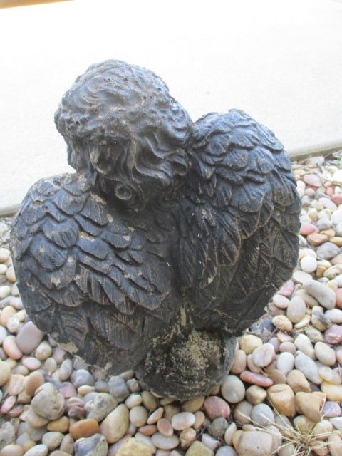 Painted Concrete Praying Angel Statue - 4