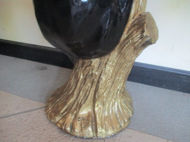 Signed Stylized Large Black Panter Climbing Tree Wildlife Floor Statue - 11