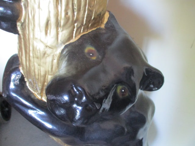 Signed Stylized Large Black Panter Climbing Tree Wildlife Floor Statue - 6