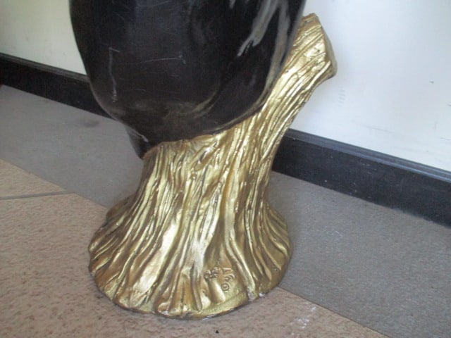 Signed Stylized Large Black Panter Climbing Tree Wildlife Floor Statue - 10