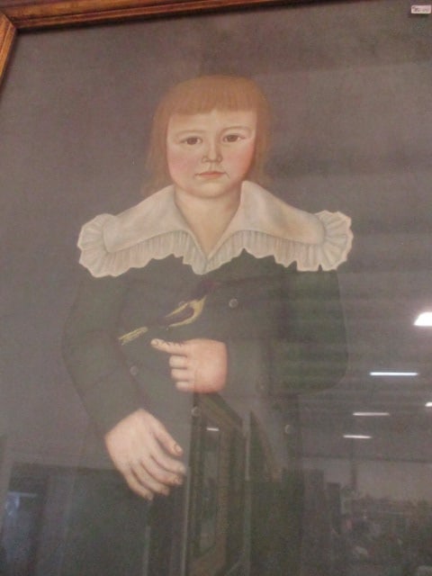 Framed "Boy with Bird" Colonial Child Portrait Print - 2