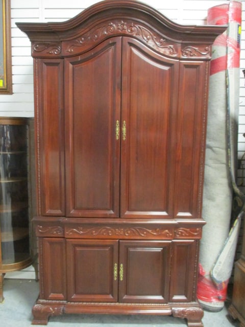 Beautifully Carved Arch Top Mahogany Multi-Purpose Cabinet (1 of 8)