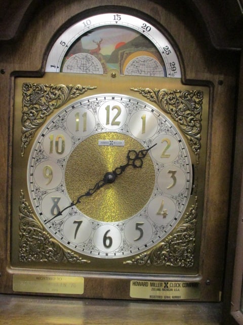 1970's Howard Miller Model 4898 Triple Chime Weight Driven Grandfather Clock - 3