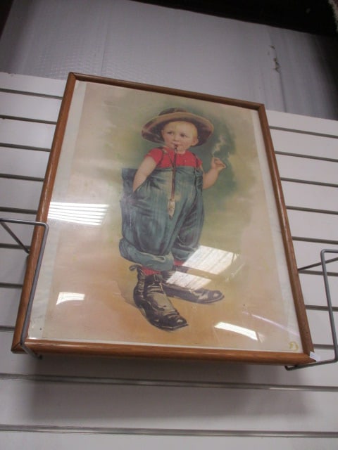 Framed Mothers Oats "The Naughty Boy" Advertisement Print: 19 1/4" x 25 1/4", plexiglass chipped in two corners