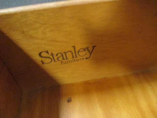 Stanley Oak Beveled Glass Door Display Cabinet with Drawer - 4