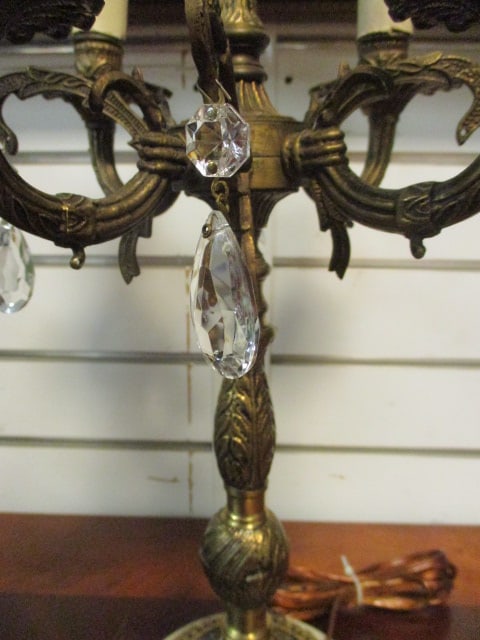 Electric Hollywood Regency Style 5 Lite Candelabra with Prisms - 3
