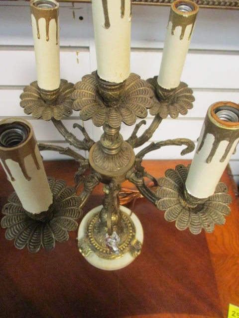 Electric Hollywood Regency Style 5 Lite Candelabra with Prisms - 4