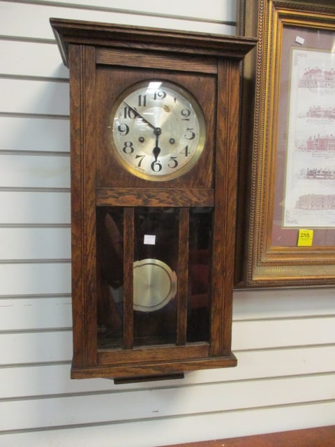 Antique Oak Arts & Craft Style Regulator Wall Clock (1 of 5)