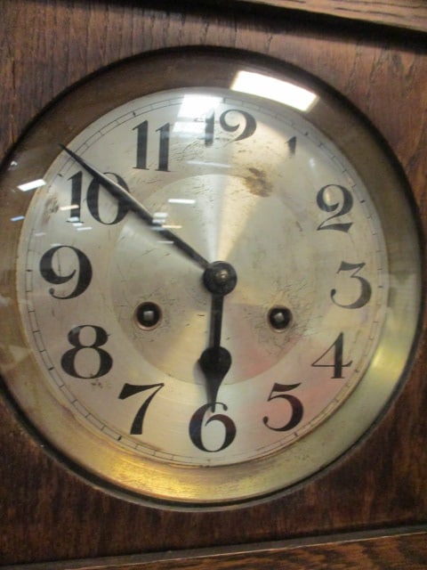 Antique Oak Arts & Craft Style Regulator Wall Clock - 3
