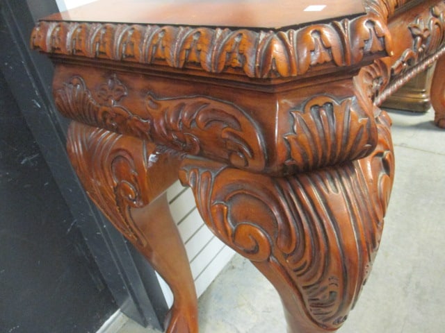 Universal Furniture Co. Havily Carved Banded Bowfront Console Table - 2