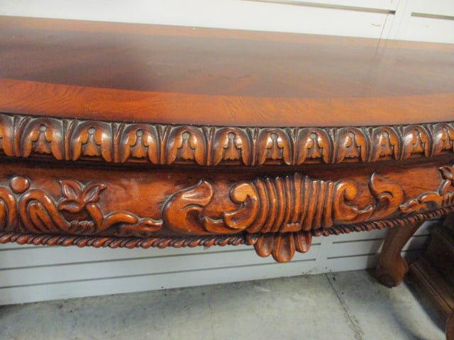 Universal Furniture Co. Havily Carved Banded Bowfront Console Table - 3