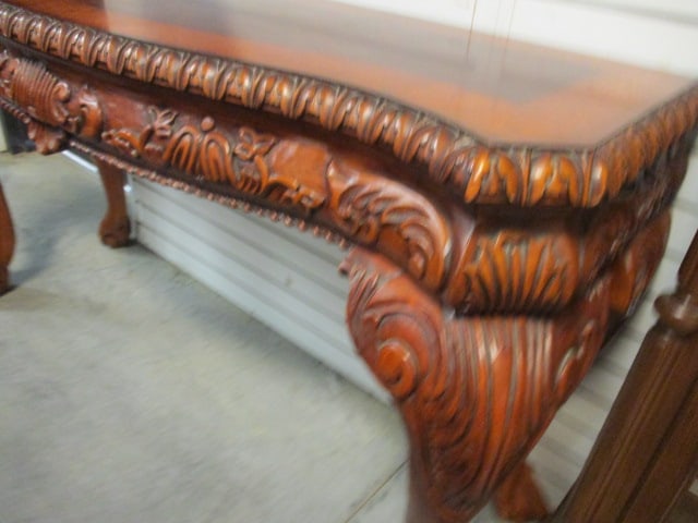 Universal Furniture Co. Havily Carved Banded Bowfront Console Table - 4