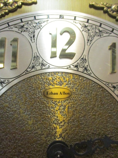 Ethan Allen Oak Weight Driven Moon Phase Dial Grandfather Floor Clock - 4