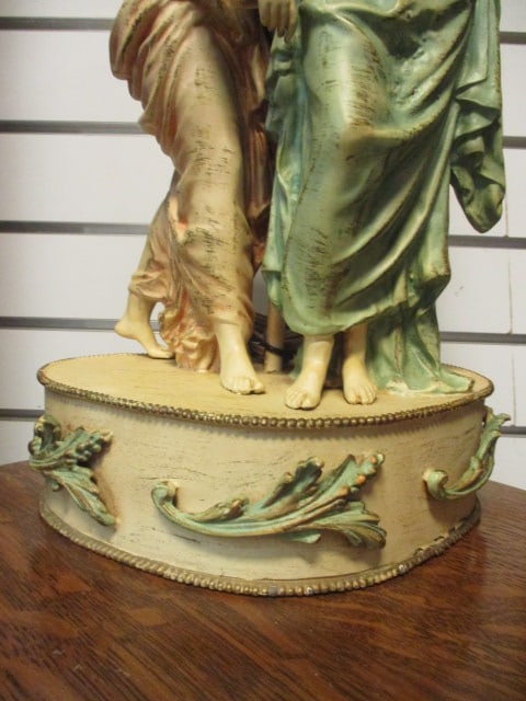 Vintage Handpainted Spelter Neo Classical Figural Table Lamp - 2