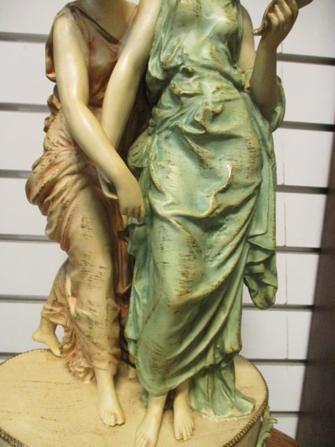 Vintage Handpainted Spelter Neo Classical Figural Table Lamp - 3