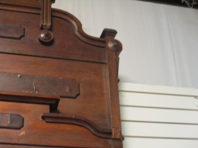 Antique Victorian Eastlake Full Size Bed with Wood Rails - 3