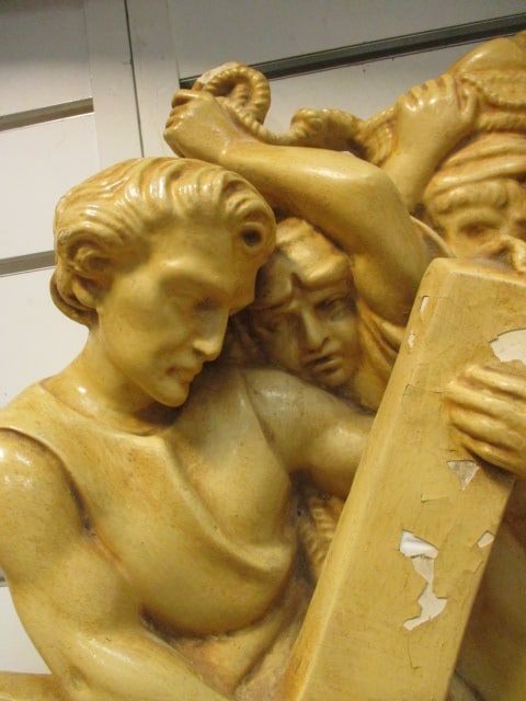 Large Devotional High Relief The Third Station of the Cross "Jesus Falls the First Time" - 4