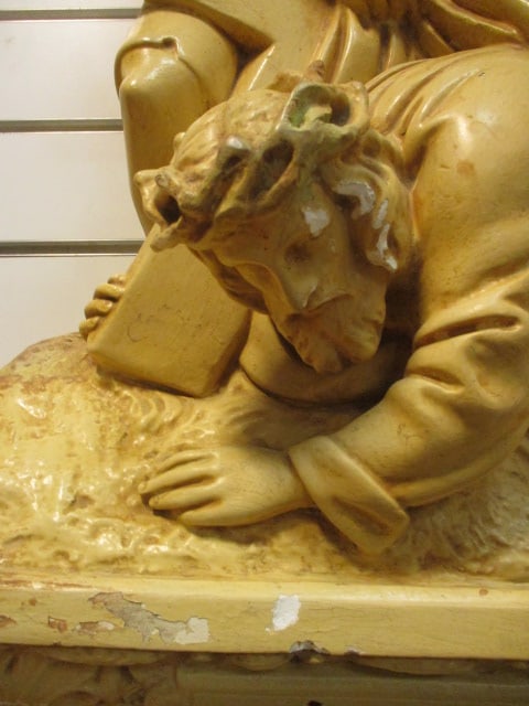 Large Devotional High Relief The Third Station of the Cross "Jesus Falls the First Time" - 5