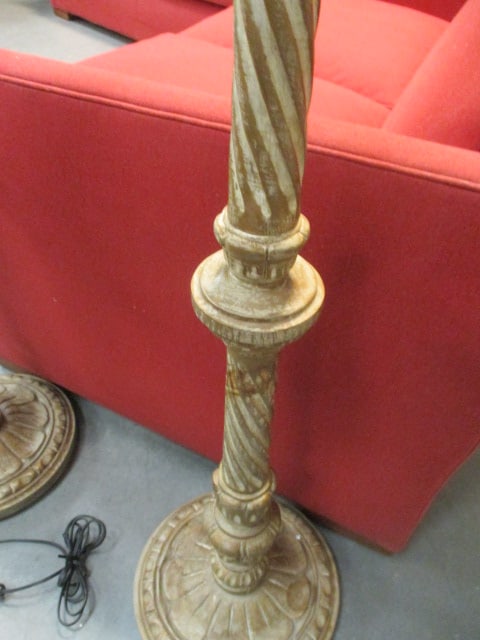 Pair of Carved Neoclassical Style Floor Lamps - 3