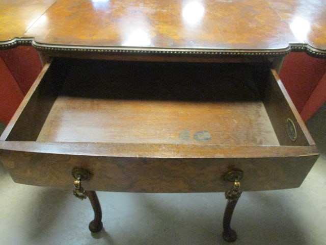 Vintage Maple & Co. French Provencial Style Burlwood Drop Side Accent Table - 4
