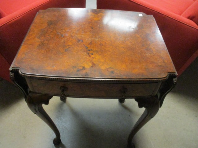 Vintage Maple & Co. French Provencial Style Burlwood Drop Side Accent Table - 5
