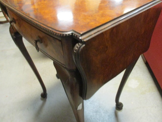 Vintage Maple & Co. French Provencial Style Burlwood Drop Side Accent Table - 6