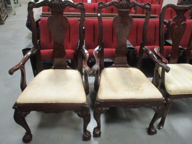 Pair of Bernhardt Flame Mahogany Chippendale Style Arm Chairs (1 of 7)