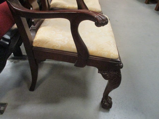 Pair of Bernhardt Flame Mahogany Chippendale Style Arm Chairs - 6