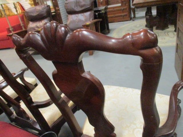 Pair of Bernhardt Flame Mahogany Chippendale Style Arm Chairs - 7