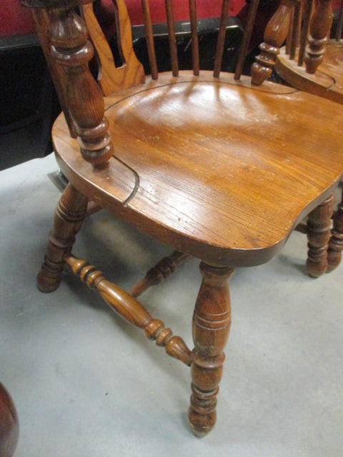 Pair of Oak Windsor Style Arm Chairs - 4