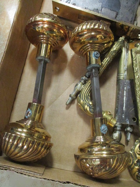 Grouping of Old Ornated Brass Door Hardware - 3