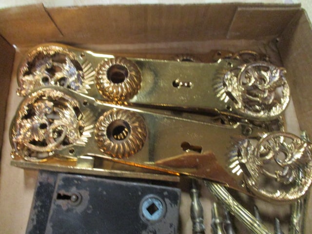 Grouping of Old Ornated Brass Door Hardware - 4