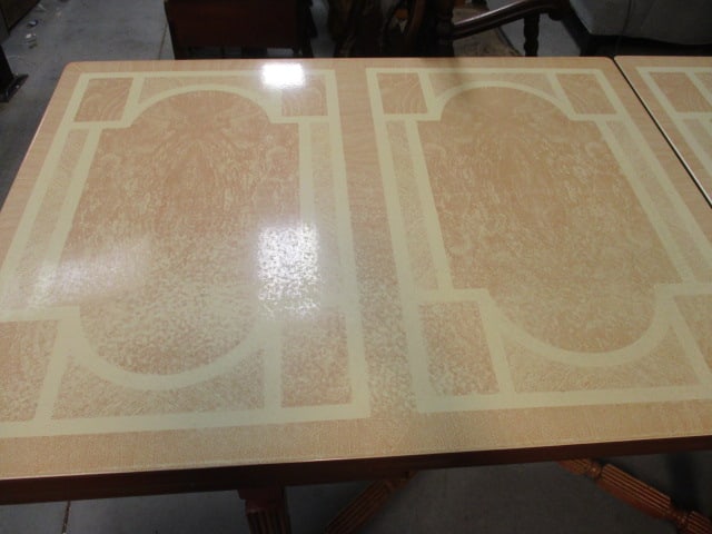 Vintage Draw Leaf Enamel Top Kitchen Table with Drawer - 2