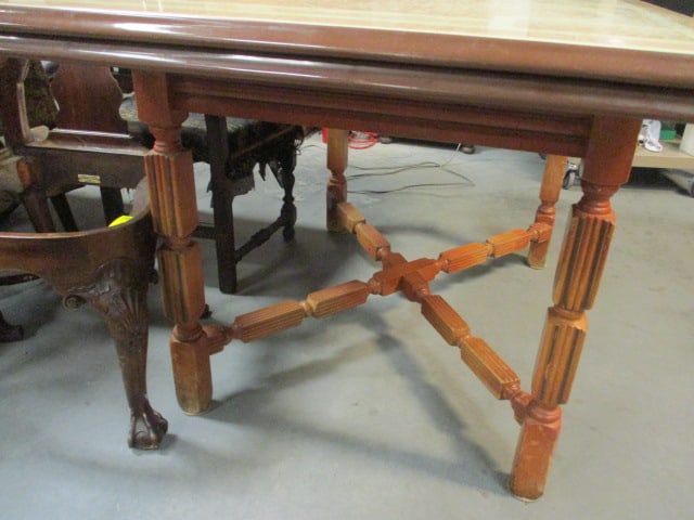 Vintage Draw Leaf Enamel Top Kitchen Table with Drawer - 6