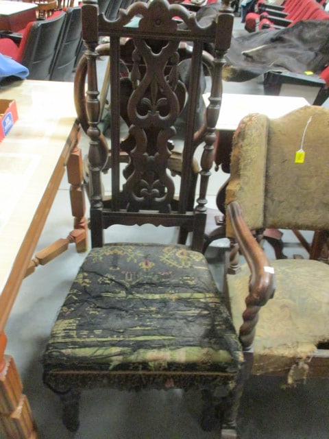 Vintage Renaissance Revival Style Side Chair: 19"w, Needs refinishing and seat needs recovering-see all pictures and preview for condition, Local Pickup Only