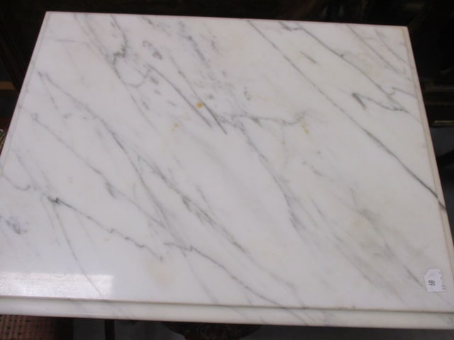 Marble Top Victorian Harp Base Side Table with Drawer - 2