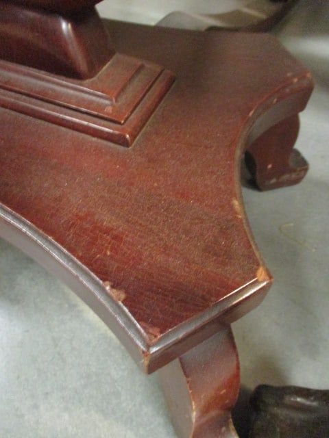 Marble Top Victorian Harp Base Side Table with Drawer - 6
