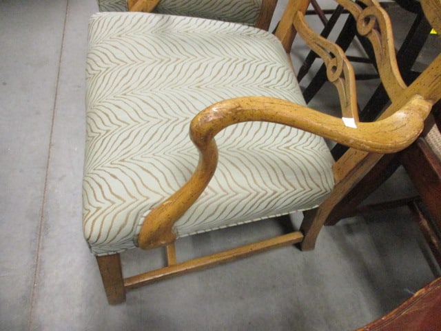 Pair of French Country Revival Style Ladderback Arm Chairs - 4