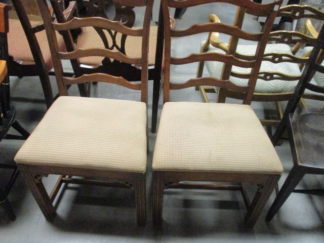Pair of French Country Revival Style Ladderback Side Chairs (1 of 6)