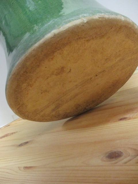 Large Brown/Green Drip Glaze Embossed Pottery Floor Vase/Jardiniere - 4