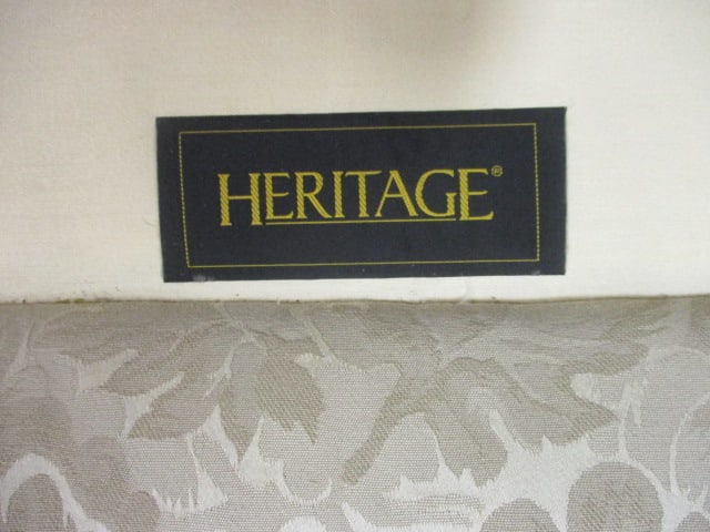 Heritage Ivory Tone on Tone Foliage Pattern Upholstered Rolled Arm Sofa - 8