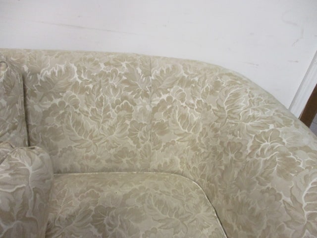 Heritage Ivory Tone on Tone Foliage Pattern Upholstered Rolled Arm Sofa - 9