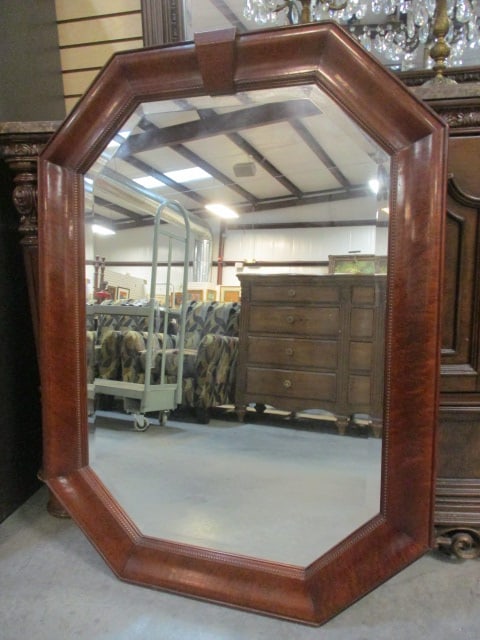 Berhardt Mahogany Beaded Frame with Keystone Crown Beveled Mirror: 35 1/2" x 48", Local Pickup Only