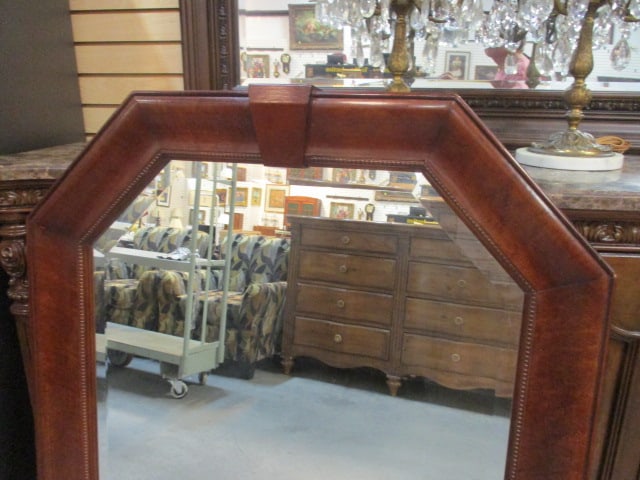 Berhardt Mahogany Beaded Frame with Keystone Crown Beveled Mirror - 2
