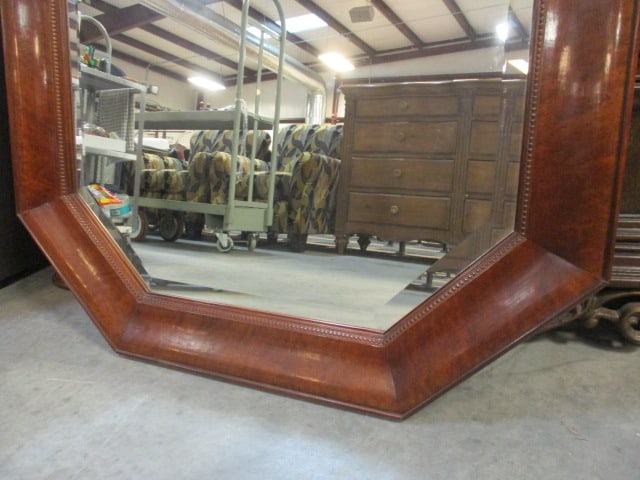 Berhardt Mahogany Beaded Frame with Keystone Crown Beveled Mirror - 3