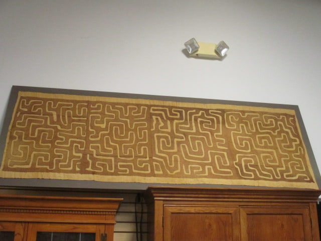 Vintage Abstract Labyrinth Geometric Tribal Textile Wall Hanging: 102" x 36", Local Pickup Only