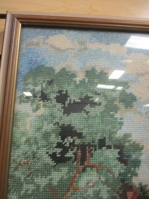 Framed Water Grist Needle Point Panel - 2