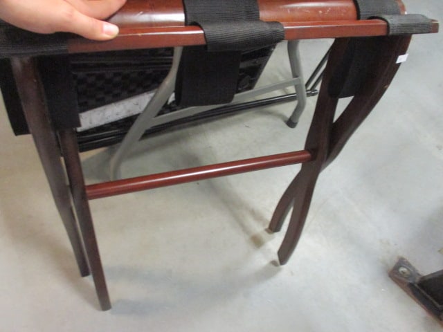 Mahogany Finish Folding Luggage Rack - 4